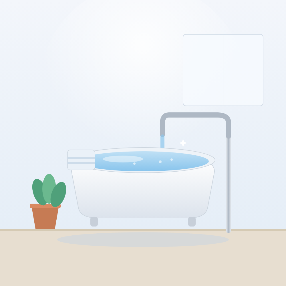 A clean bath, free of chlorine smell