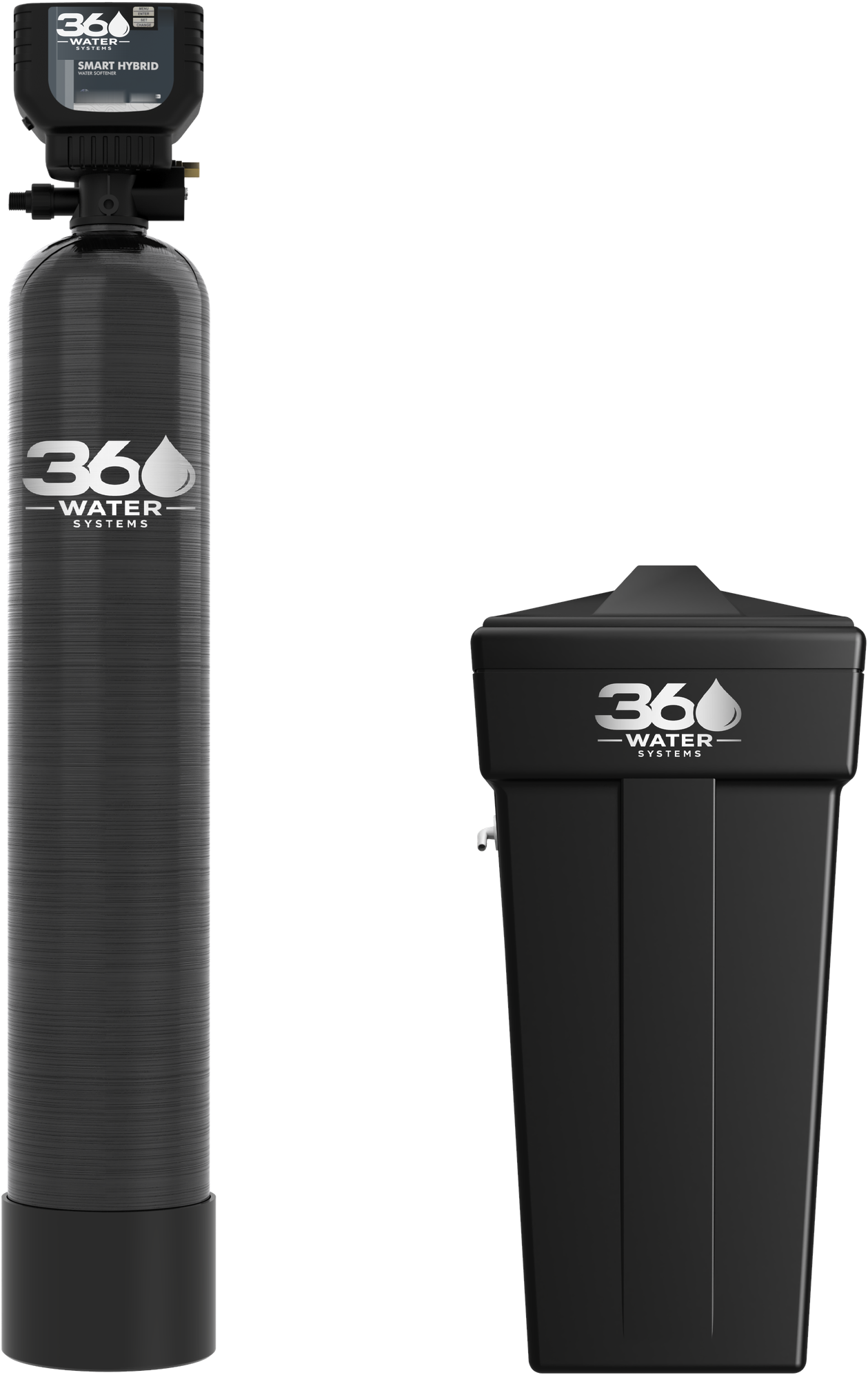 360 All-in-One Smart Hybrid filter and softener tank with matching salt brine tank